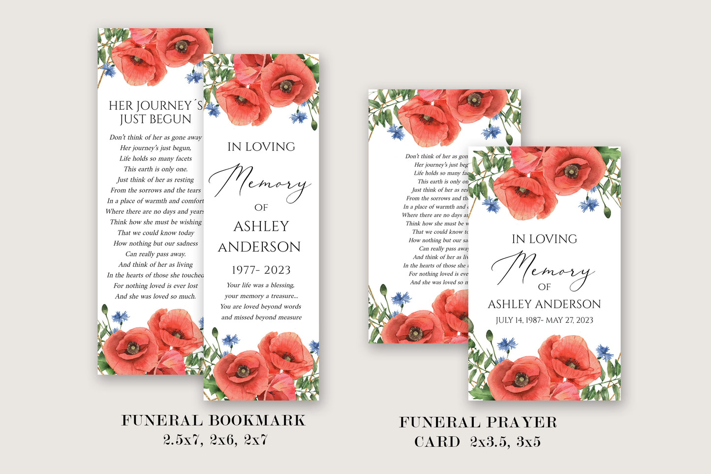 Celebration of Life Red Poppies Greenery Funeral Bundle, Red Poppies Memorial Package, Celebration of Life Package, In Loving Memory Suite, Red Poppies Funeral Set