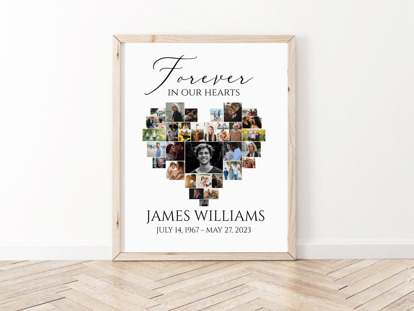 Celebration Of Life Heart Funeral Welcome Sign Editable Simple Hearts Funeral Photo Collage Poster Heart Memorial Sign Forever in our Hearts S1