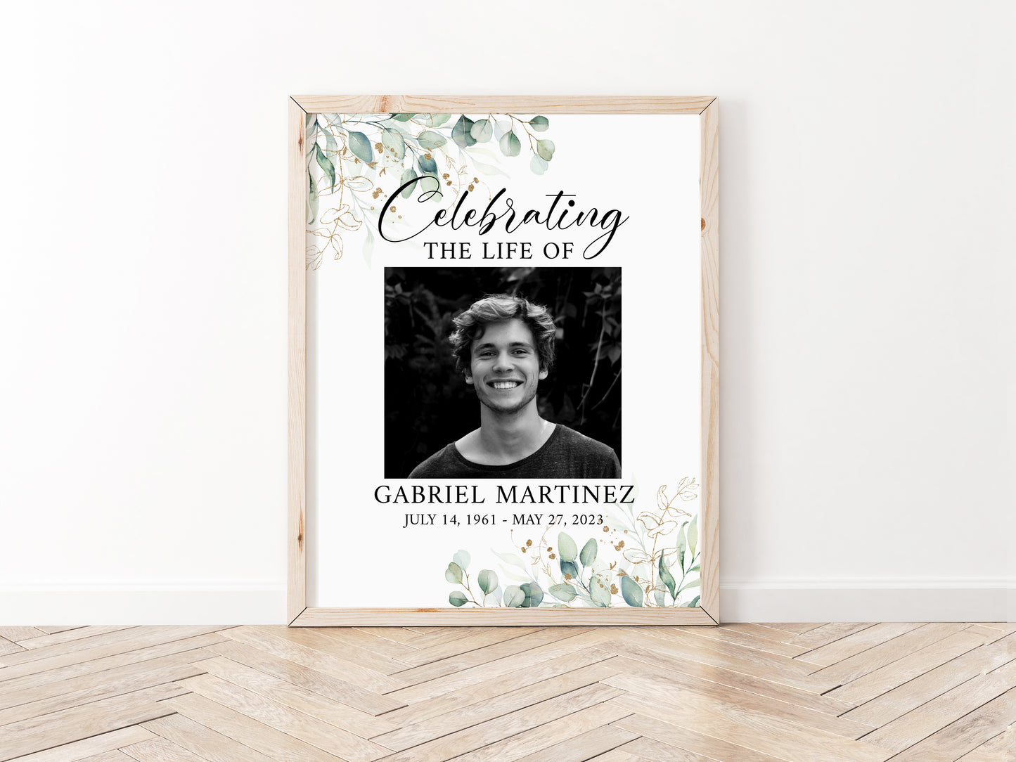 Editable Celebration Of Life Watercolor Greenery Gold Funeral Welcome Sign Template Large Funeral Sign, Funeral Sign Poster, Funeral Decoration G1