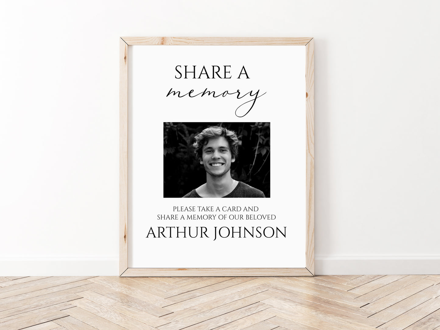 Share a Memory Funeral Sign and Share a Memory Card, Greenery Funeral Memory Card, Editable Funeral share a memory template, Funeral Announcement S1