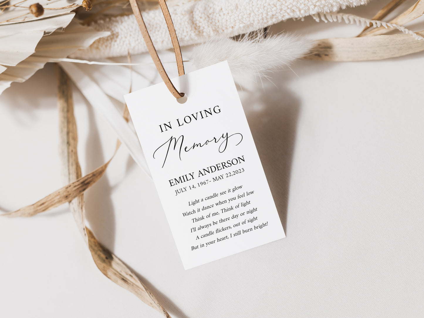 Celebration of life Invitation Funeral Favor Tag Template, Memorial Candle Favor Tag, Editable In Loving Memory Favor Tag, Funeral Keepsake S1