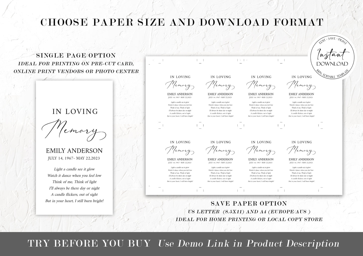In Loving Memory Simple Elegant Funeral Favor Tag Template S1