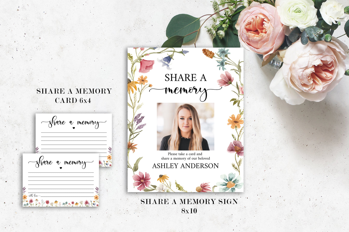 Celebration of Life Red Greenery Wildflower Meadow Funeral Bundle, Wildflower Memorial Package Wildflower Funeral Set