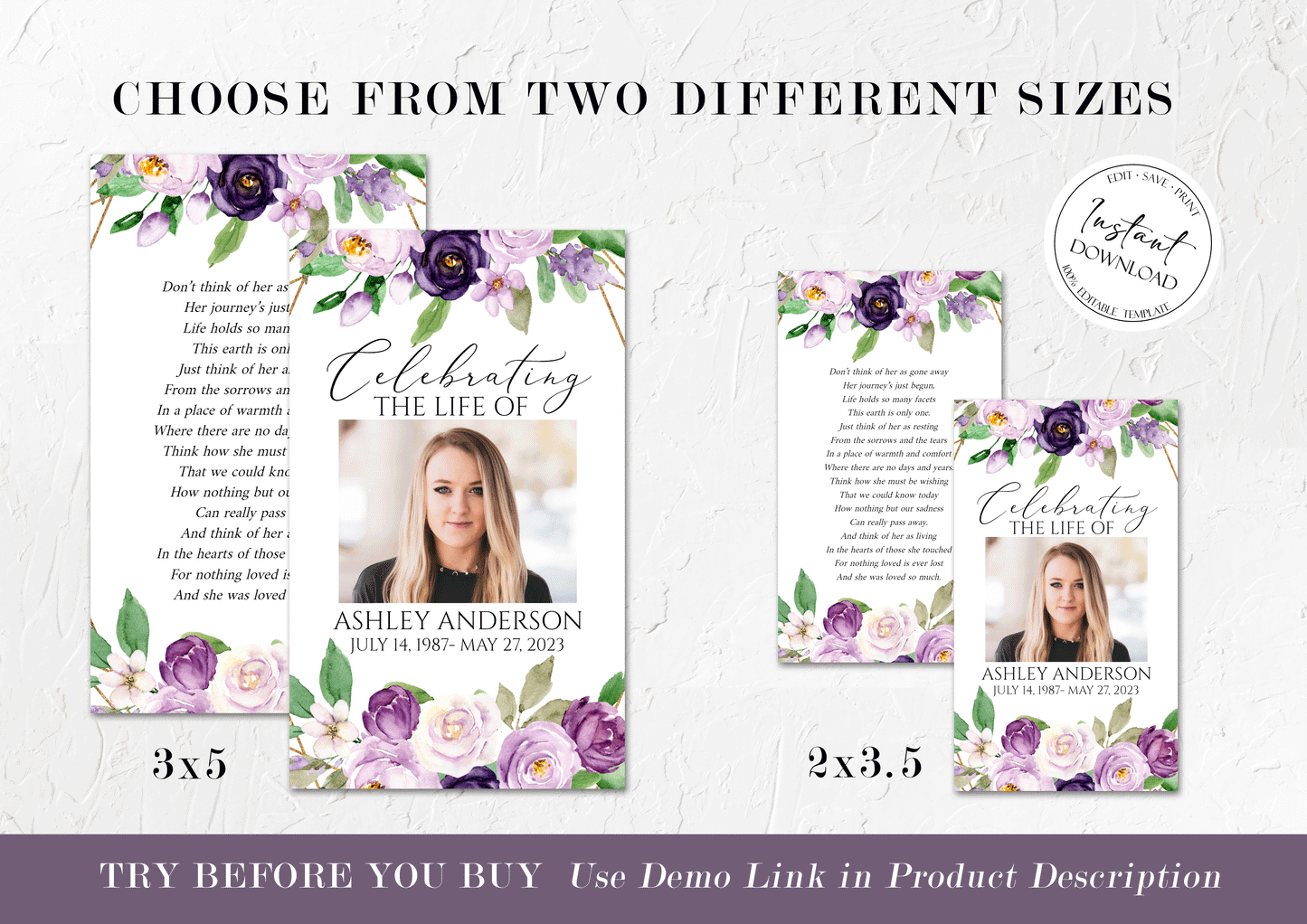 Editable Funeral Prayer Card Template, Printable Memorial Prayer Card Template, Funeral Prayer Card, Catholic Mass Card, Obituary Card, P1