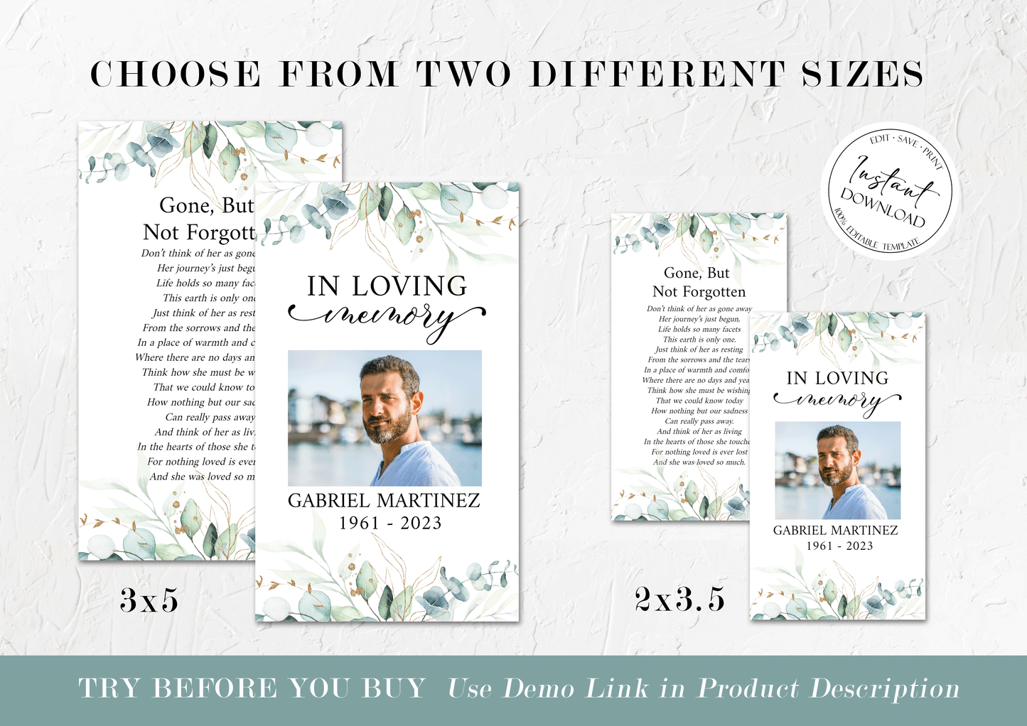 Editable Celebration Of Life Watercolor Greenery Gold Funeral Prayer Card Template, Printable Memorial Prayer Card Template, Greenery Prayer Card, Catholic Prayer Card G1
