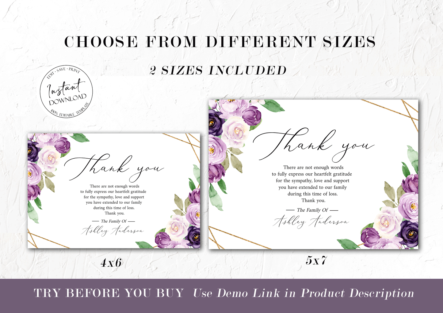 Funeral thank you, Celebration of life, Funeral Thank You Photo, Memorial Card, Printable Thank You Card Template, Editable Sympathy Card, P1