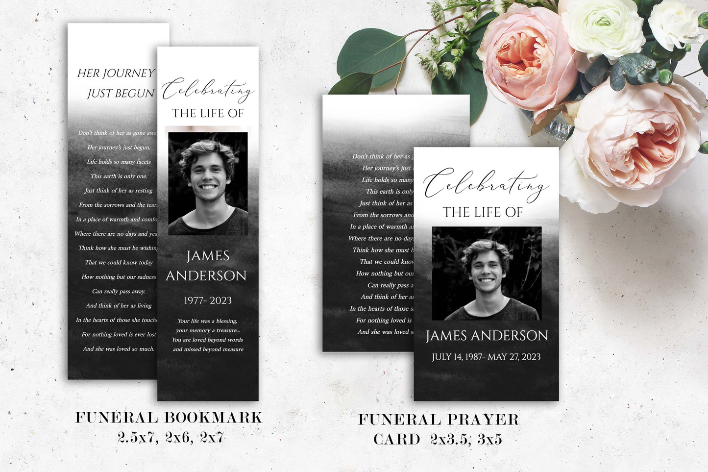 Celebration of Life Black Watercolor Funeral Bundle Templates, Black Memorial Package, Celebration of Life Package, In Loving Memory Suite, Black Funeral Set