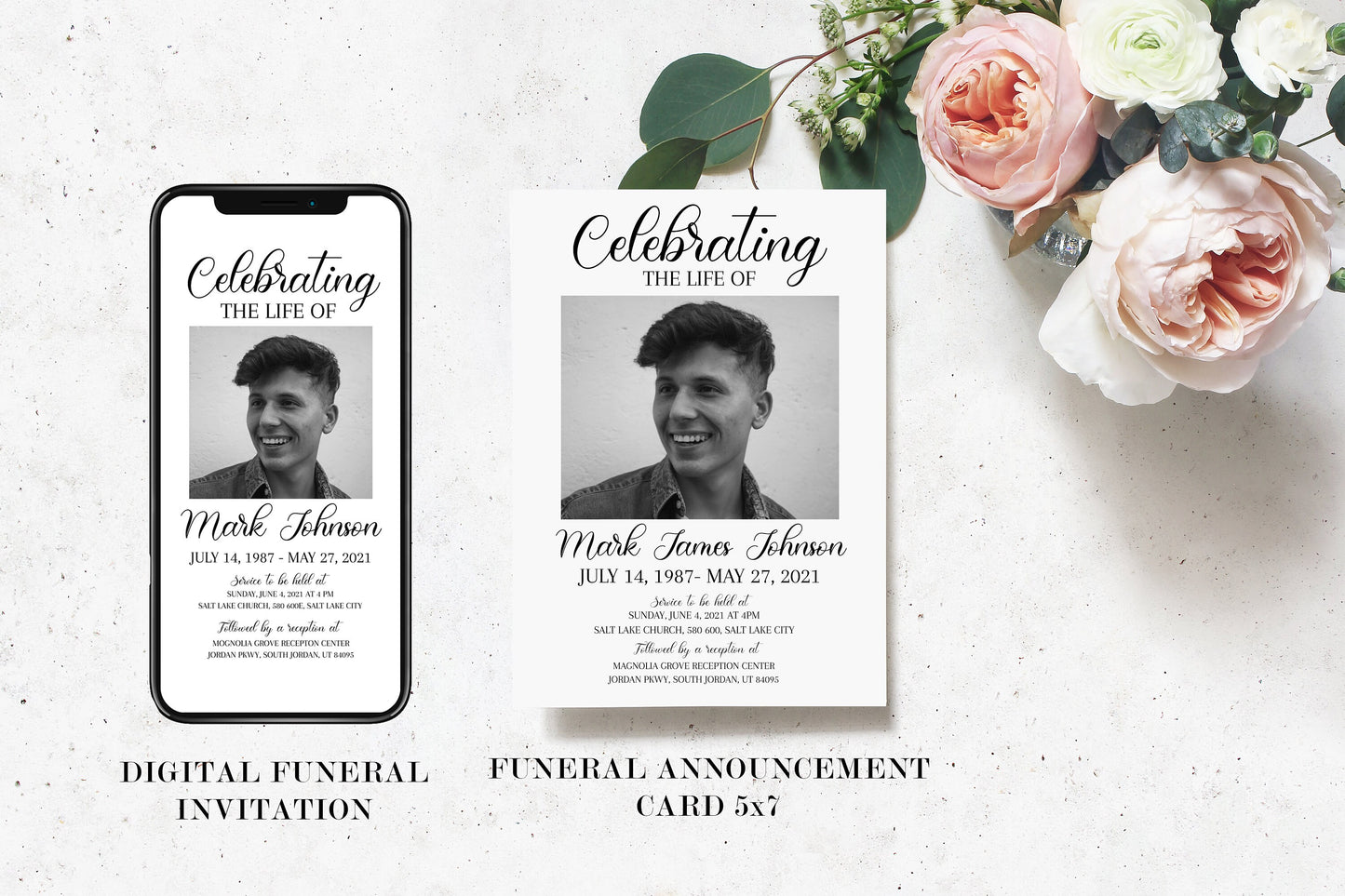 Editable Celebration Of Life Simple Elegant Funeral Bundle Set, Memorial Package, In Loving Memory Suite, Simple Elegant Funeral S3