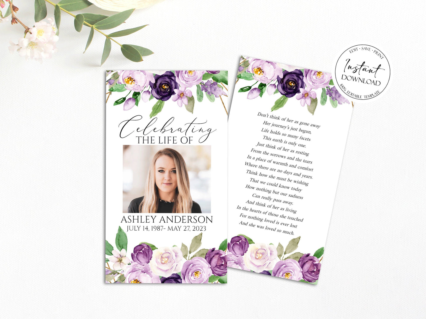 Editable Funeral Prayer Card Template, Printable Memorial Prayer Card Template, Funeral Prayer Card, Catholic Mass Card, Obituary Card, P1