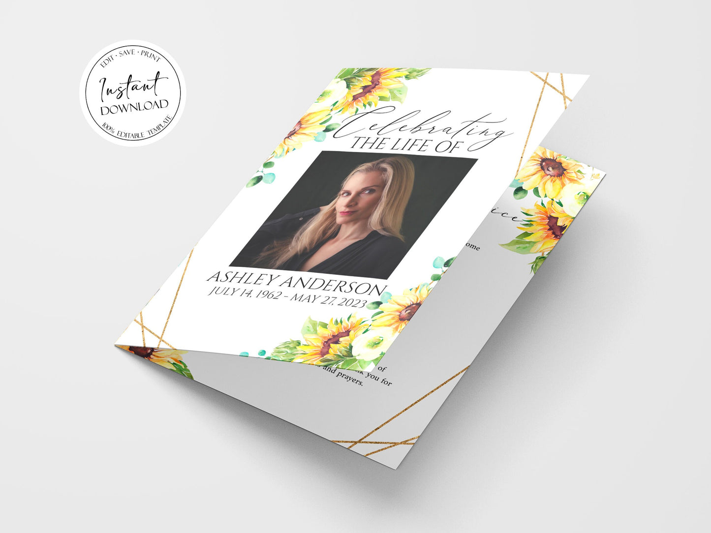 11x17 Celebration of Life Sunflower Funeral Program Template, Sunflower Funeral Program, Yellow Flowers Memorial Program, Sunflower Obituary Program Funeral Mass Program