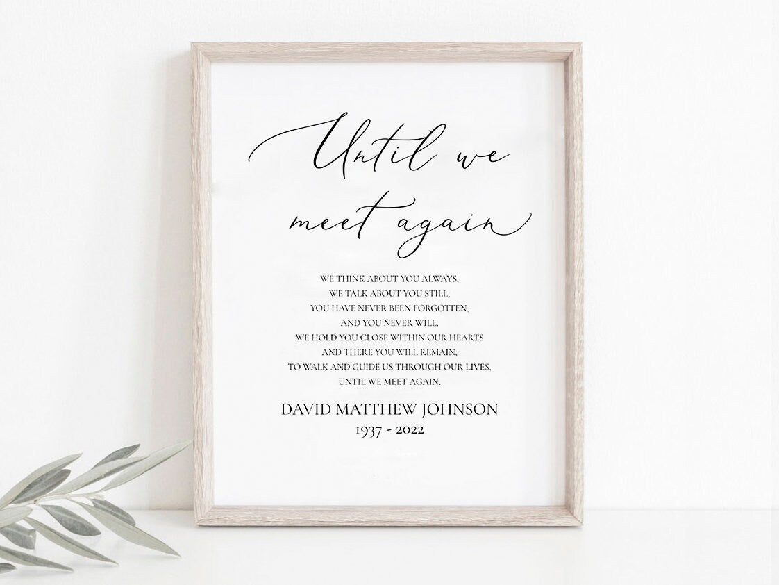 Until We Meet Again Sign Template, Until We Meet Again Memorial Sign, Printable Until We Meet Again Wedding Sign Wedding Memorial Table Sign
