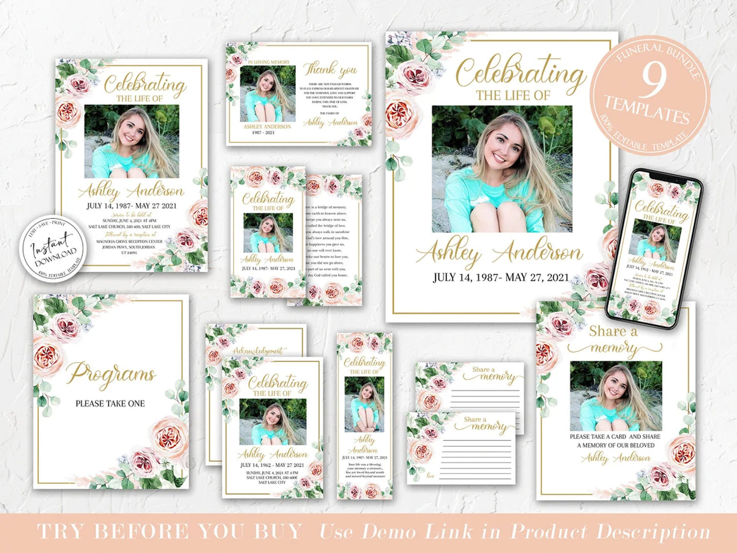 Celebration Of Life Heart Funeral Welcome Sign Editable Pink Heart Funeral Photo Collage Poster Heart Memorial Sign Forever in our Hearts F1
