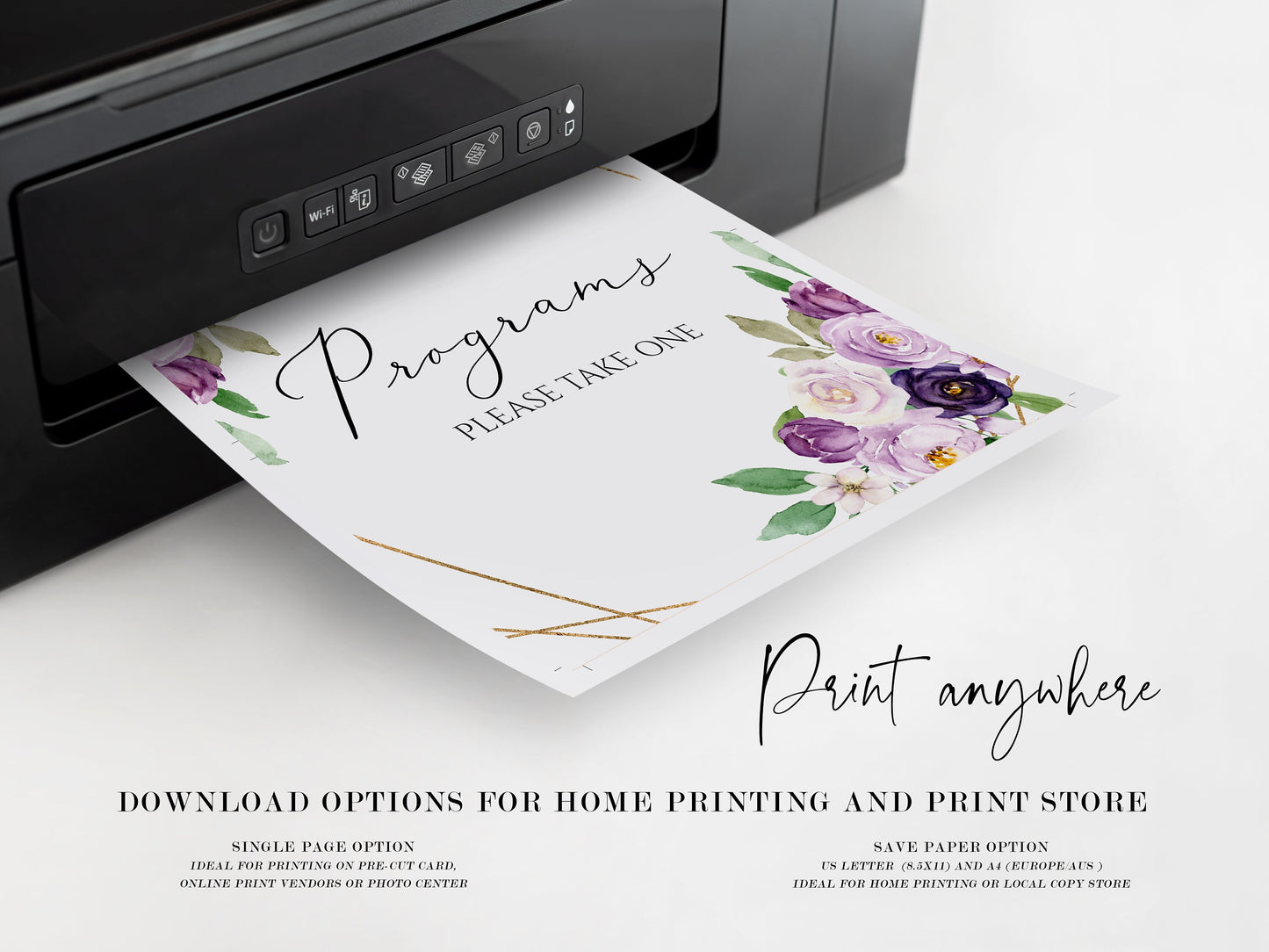 Purple Funeral Program Sign, Printable Purple Memorial Program Sign, Memorial Service Sign, Purple Floral Funeral Decor, Memorial Program P1