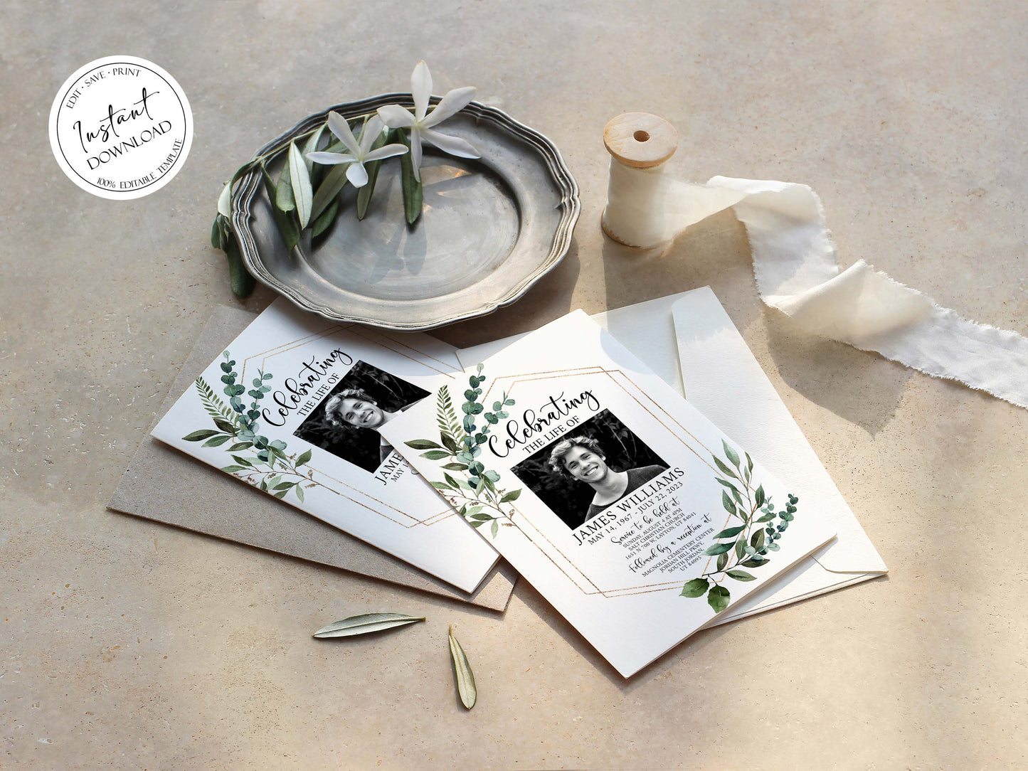 Celebration of life Watercolor Greenery Gold Funeral Invitation Template, Funeral Announcement Funeral Card Template, Memorial Service Invitation Q1Celebration of life Watercolor Greenery Gold Funeral Invitation Template, Funeral Announcement Funeral Card Template, Memorial Service Invitation Q1