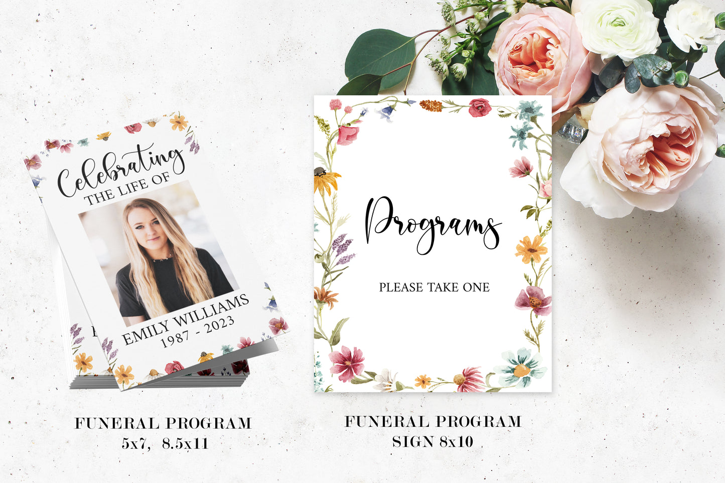 Celebration of Life Red Greenery Wildflower Meadow Funeral Bundle, Wildflower Memorial Package Wildflower Funeral Set