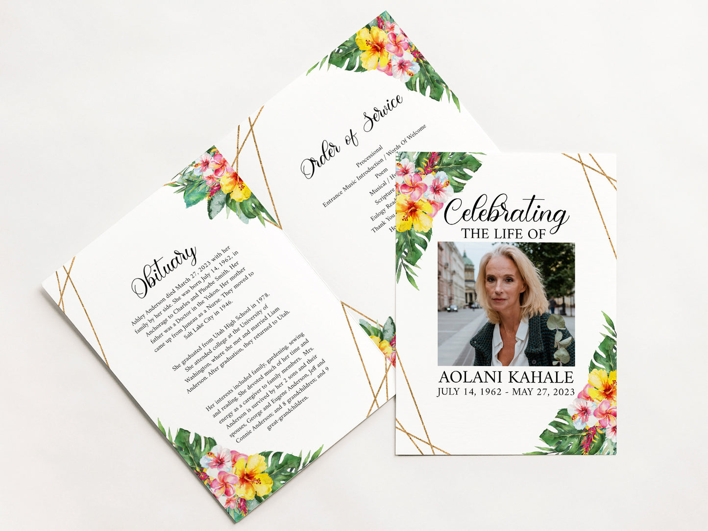 Celebration of Life Tropical Hawaiian Funeral Program Template H1