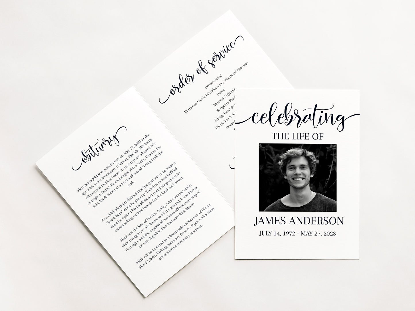 Celebration of Life Simple Elegant Funeral Program Template , Funeral Brochure, Blue Memorial Program, Obituary Program, Editable Funeral Program Template, S2