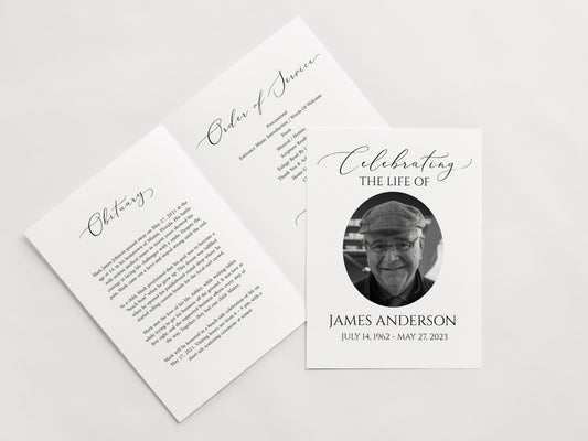 Celebration of Life Funeral Program Template, Funeral Brochure, Simple Elegant Memorial Program, Obituary Program, Editable Funeral Program Template S1