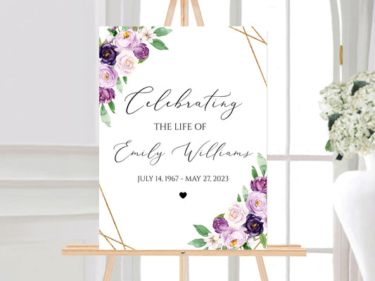 Celebration Of Life Welcome Sign, Funeral Welcome Sign, In Loving Memory, Obituary, Memorial Sign, Editable Funeral Sign, Order of service, P1