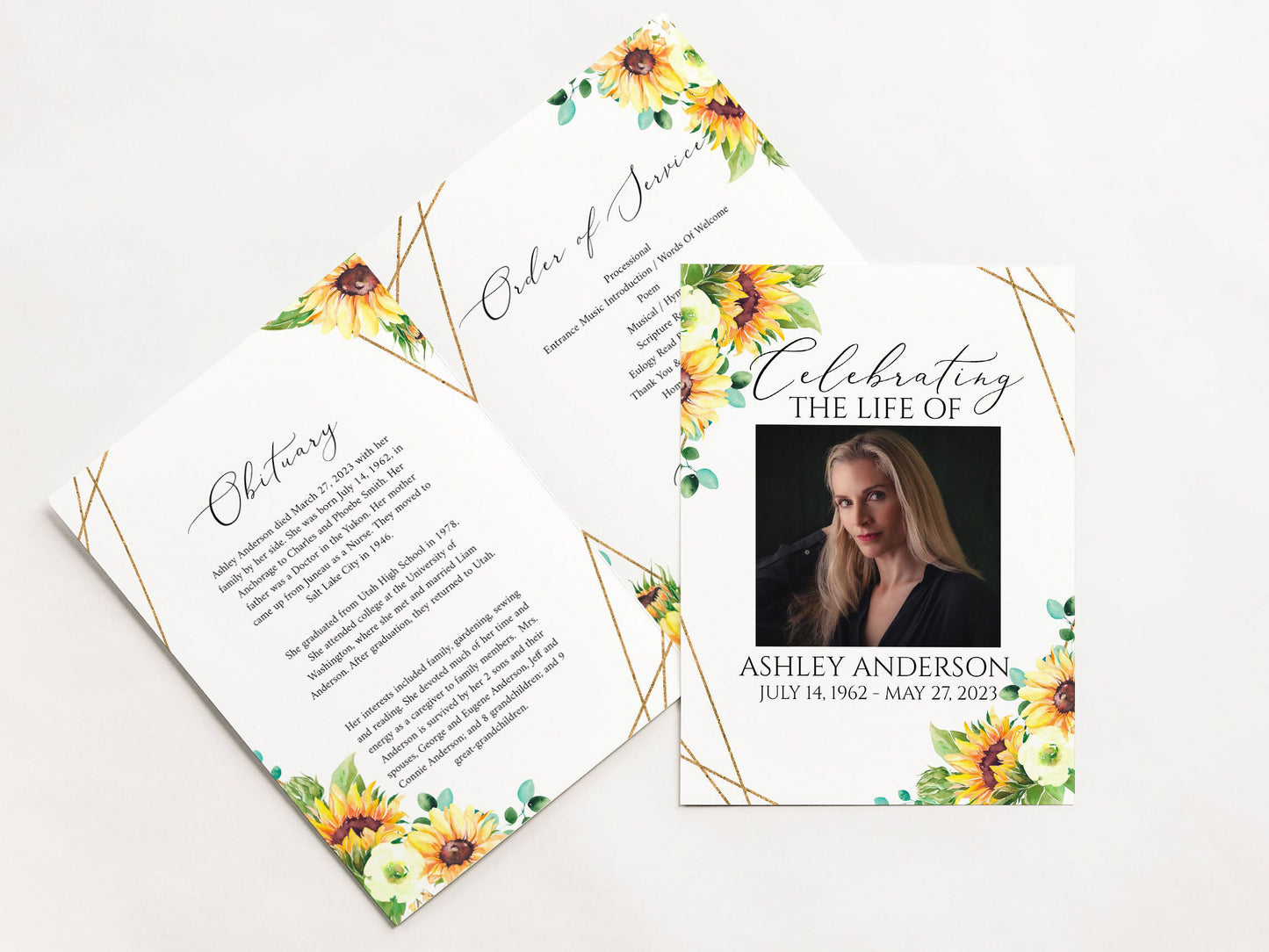 8 Page Sunflower Celebration of Life Funeral Program Template, Celebration of Life Program Yellow Floral Memorial Program Obituary Program Sunflower Funeral Mass Program