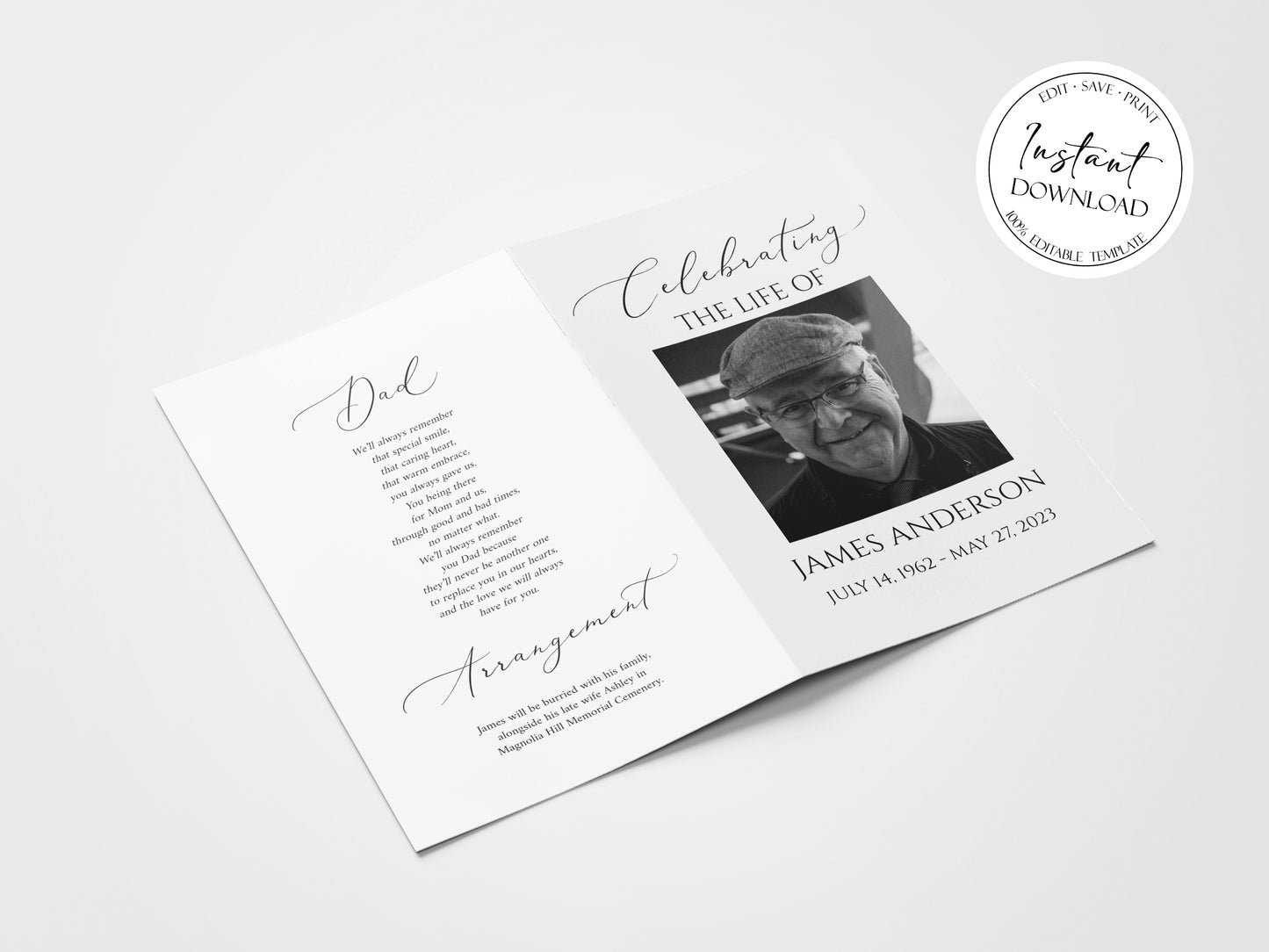 11x17 Funeral Program, Celebration of Life Funeral Program Template, Template Memorial Program, Funeral Brochure, Obituary Program, Editable Funeral Program Template