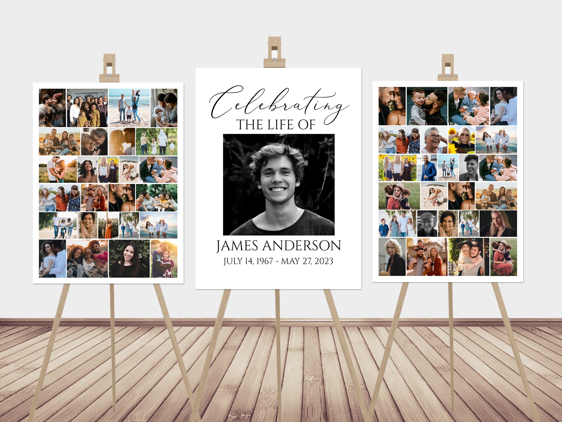 Celebration Of Life Funeral Poster, Editable Photo Collage Welcome Sign, Funeral Poster Photo Display Set, Photo Collage Memorial Service Sign