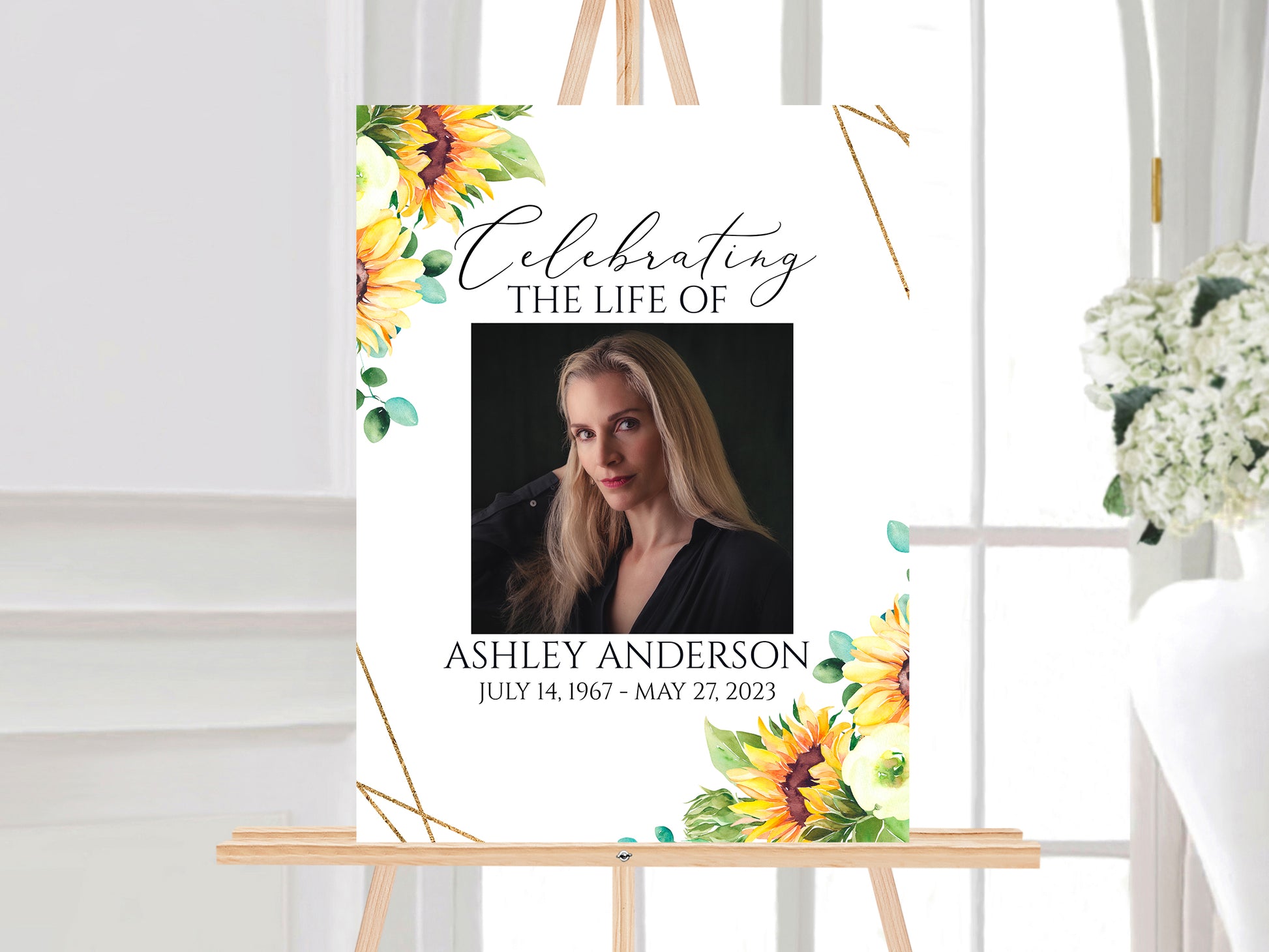 Celebration Of Life Sunflower Funeral Welcome Sign Template, Sunflower Obituary Memorial Sign Editable Funeral Welcome Sign, Sunflower Funeral Memorial Sign