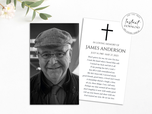 Editable Funeral Prayer Card Template, Printable Memorial Prayer Card Template, Funeral Prayer Card, Catholic Mass Card, Obituary Card S1