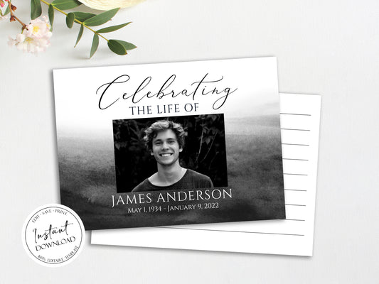 Celebration of life Black Watercolor Funeral Guest Book Template , Printable Black Watercolor Remembrance Memorial Guest Book Condolence Book, Instant Download