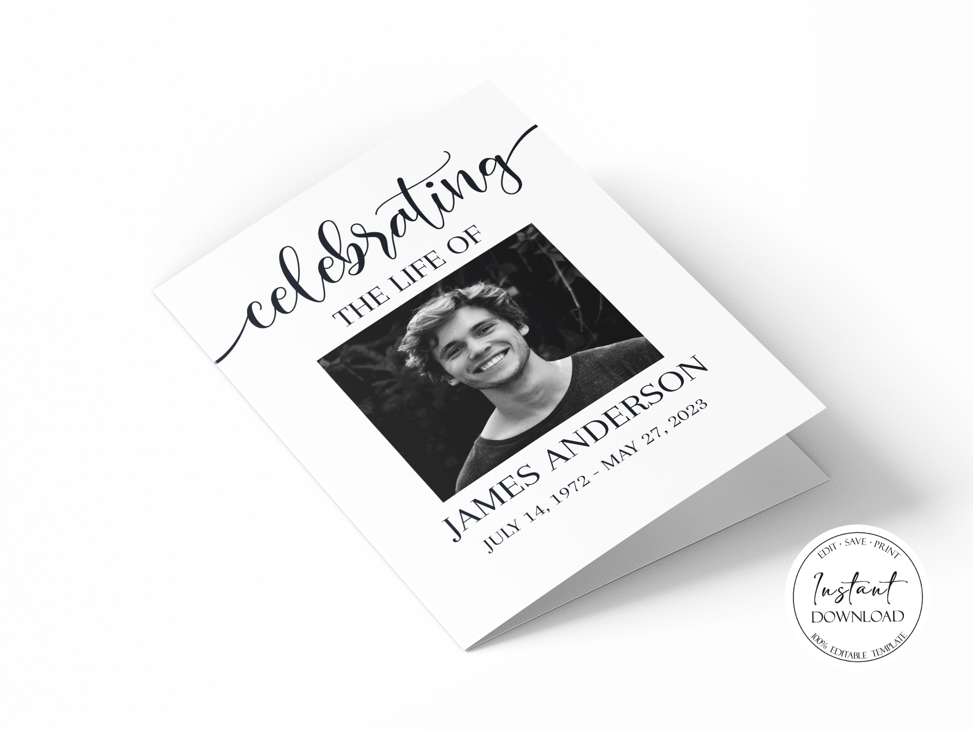 Celebration of Life Simple Elegant Funeral Program Template , Funeral Brochure, Blue Memorial Program, Obituary Program, Editable Funeral Program Template, S2