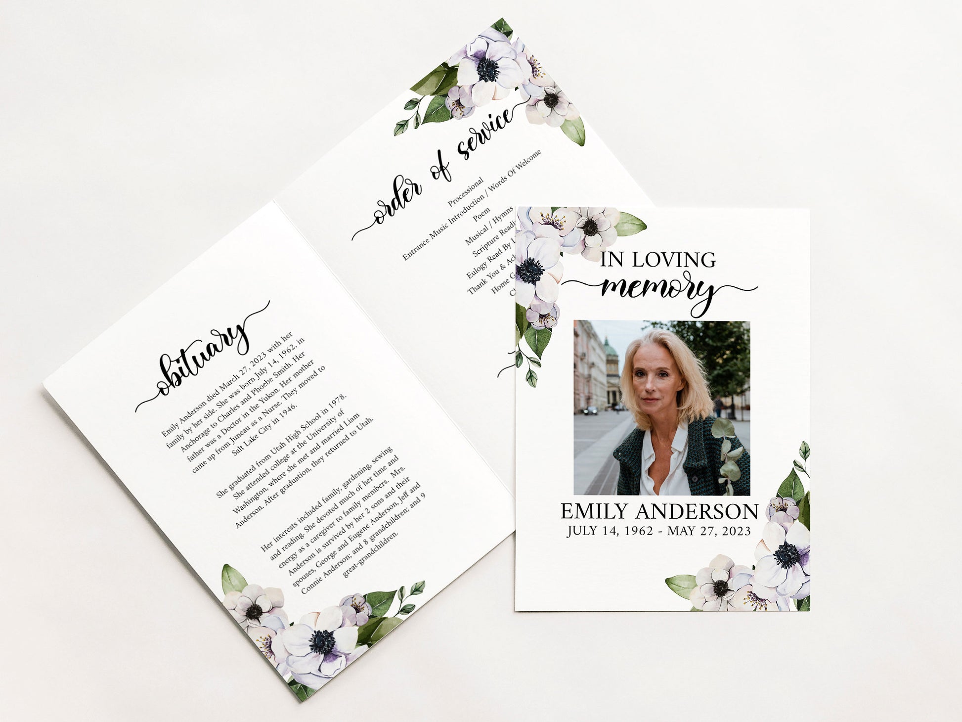 Celebration of life Purple Floral Greenery Funeral Program Template, Purple Floral Funeral Program, Purple Floral Memorial Program Obituary Funeral Mass Program P3