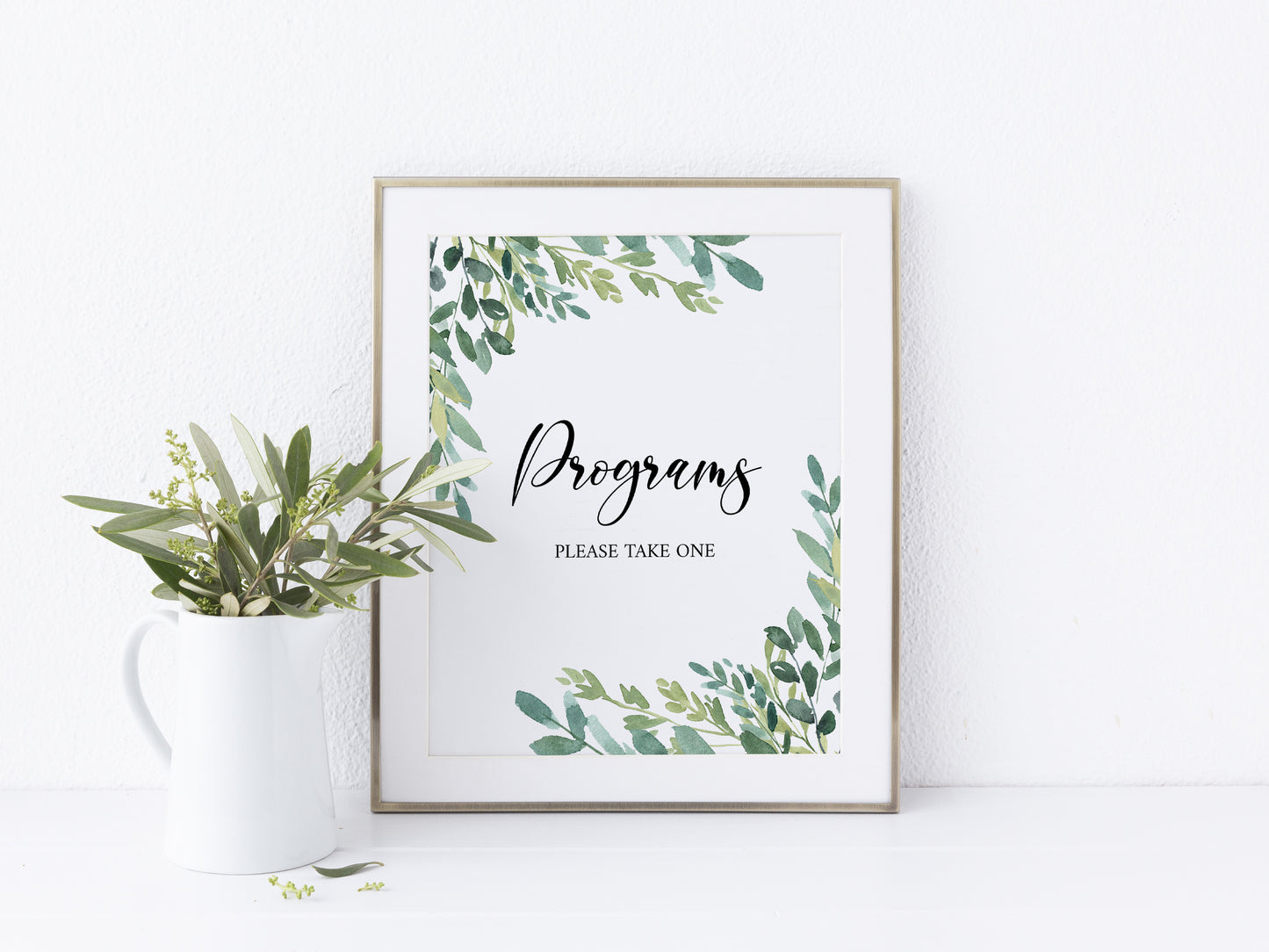 Celebration of life Watercolor Greenery Funeral Program Sign Template, Printable Greenery Memorial Program Sign, Greenery Funeral Decor, Memorial Program Sign