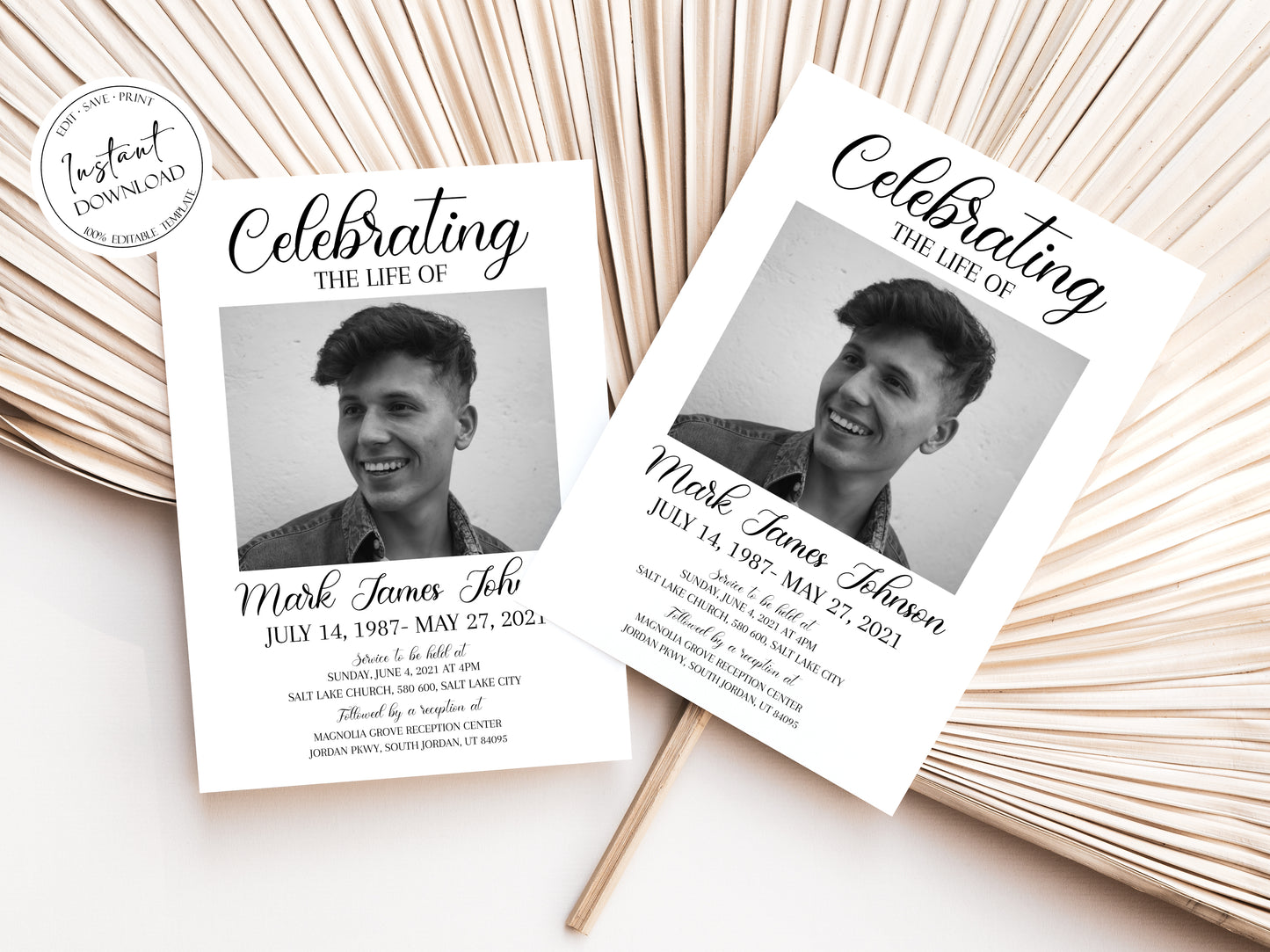 Celebration of life Funeral Invitation, Funeral Announcement Funeral Card Template Printable Memorial Service Invite Simple Funeral Cards S3