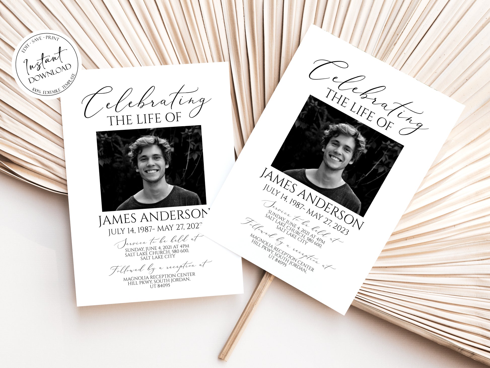 Celebration of life Invitation, Funeral Invitations, Funeral Announcement, Funeral Card Template, Printable Memorial Service Invitation S1