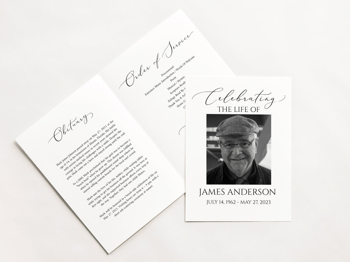 Celebration of Life Funeral Program Template, Funeral Brochure, Simple Memorial Program, Obituary Program, Editable Funeral Program Template S1