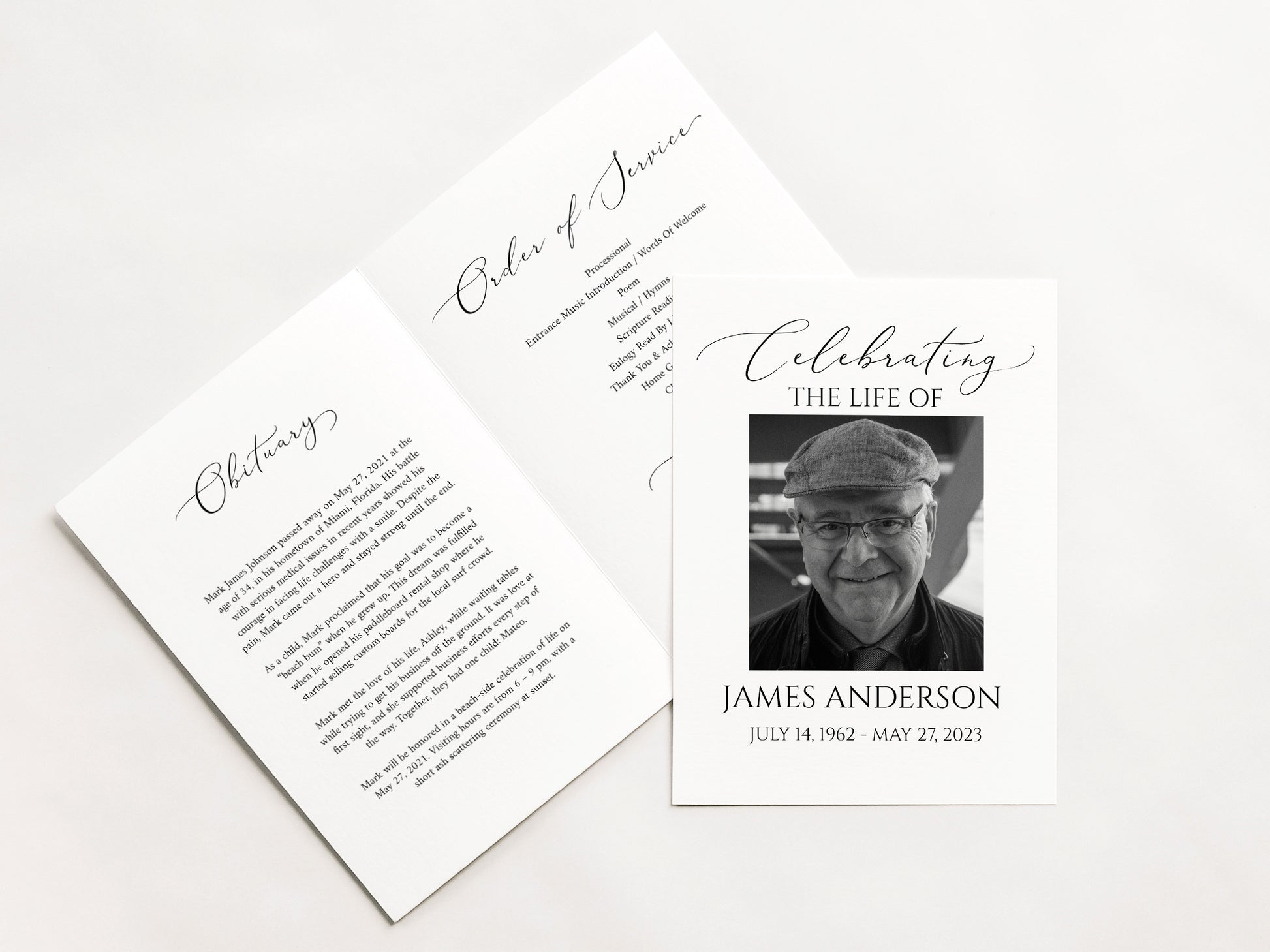 Celebration of Life Funeral Program Template, Funeral Brochure, Simple Memorial Program, Obituary Program, Editable Funeral Program Template S1
