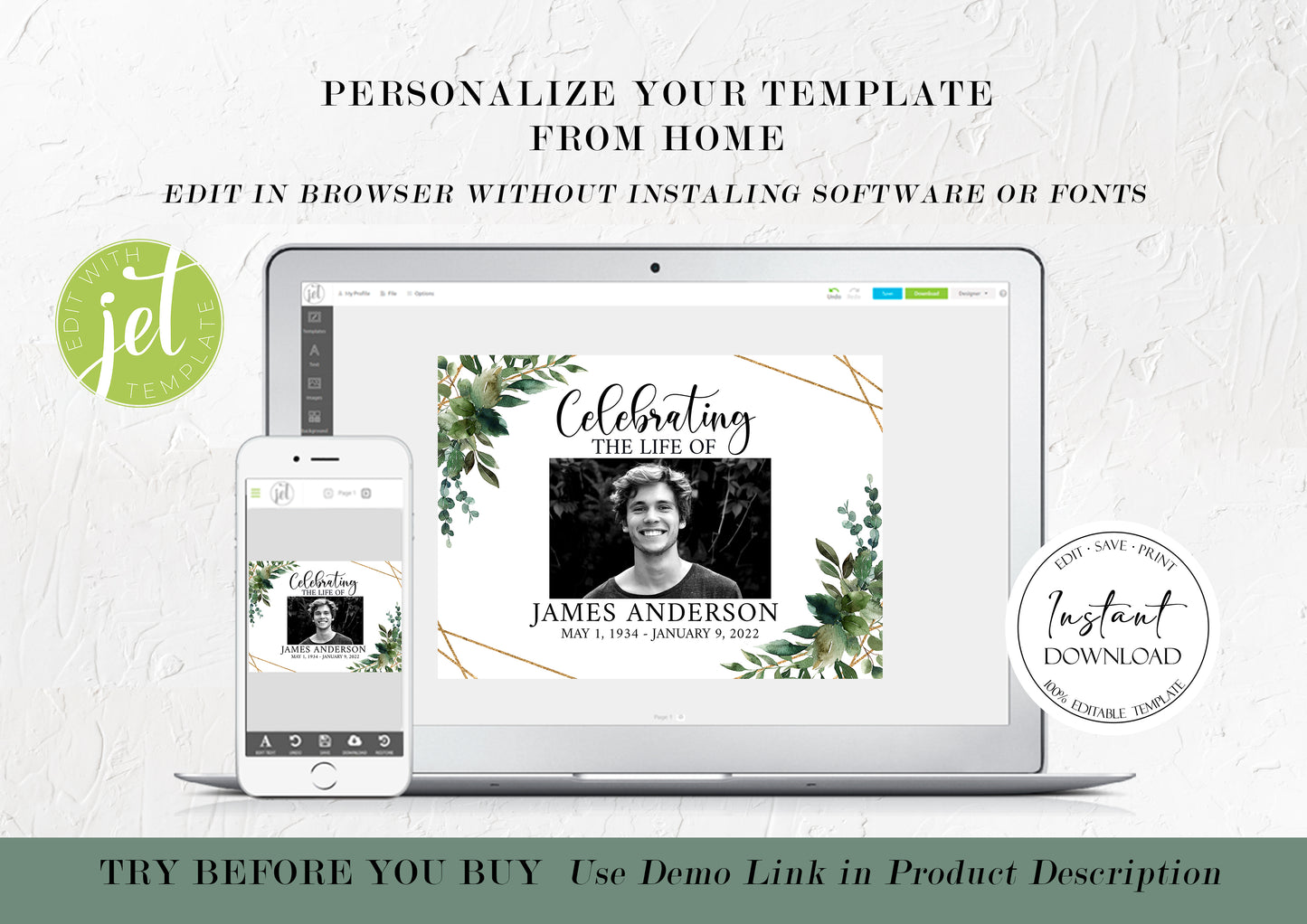 Celebration of life Greenery Funeral Guest Book Template, Printable Greenery Watercolor Remembrance Memorial Guest Book Condolence Book, Instant Download