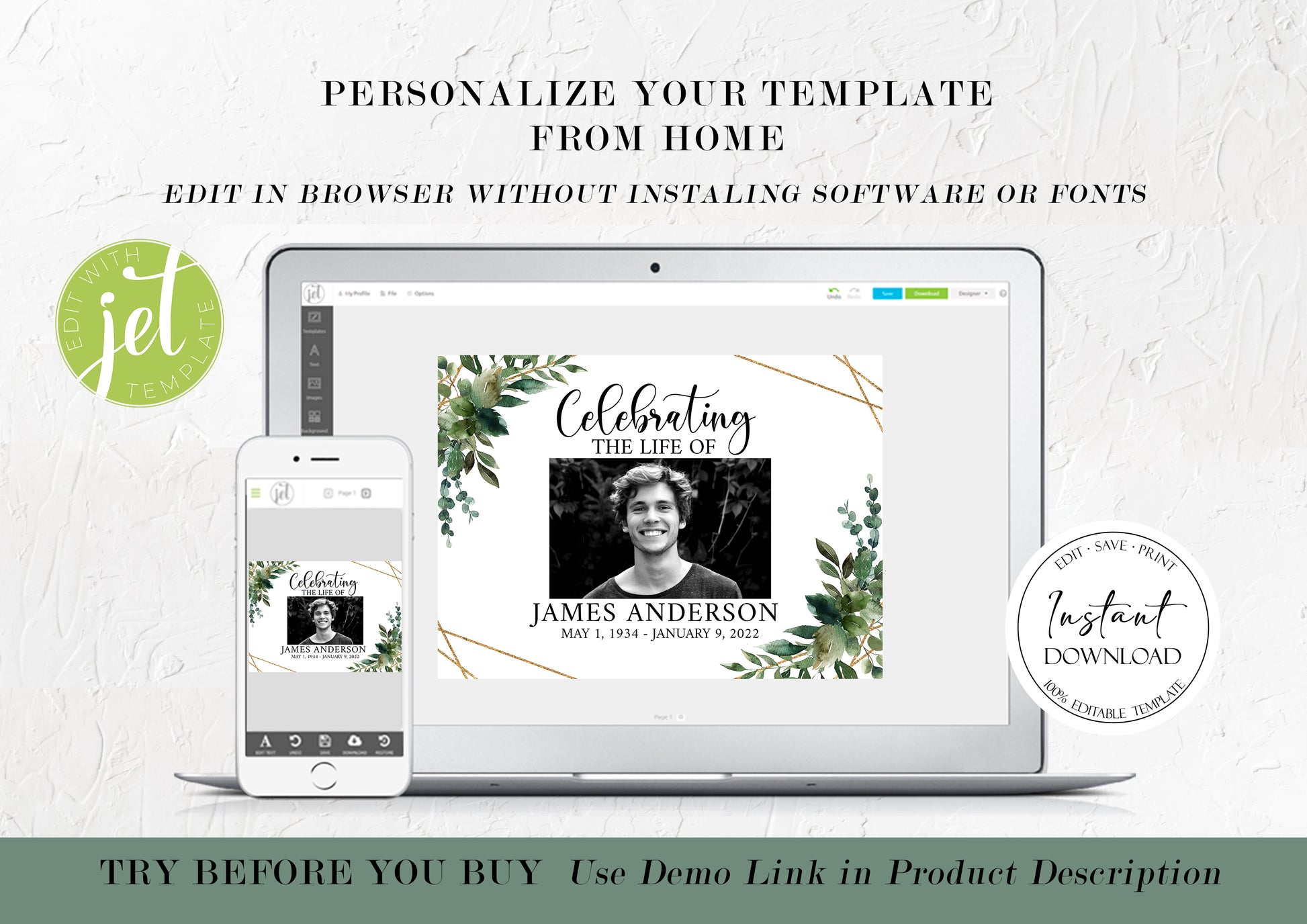 Celebration of life Greenery Funeral Guest Book Template, Printable Greenery Watercolor Remembrance Memorial Guest Book Condolence Book, Instant Download