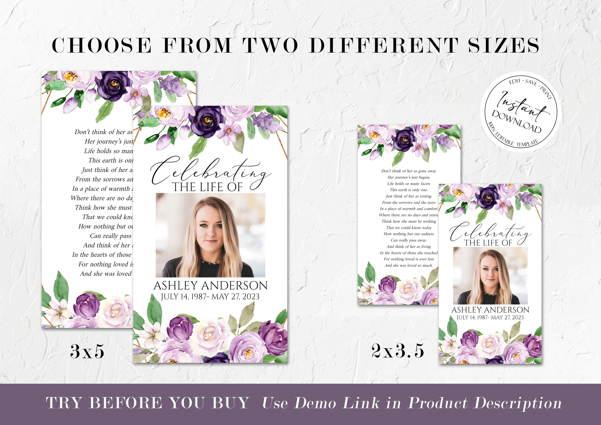 Editable Funeral Prayer Card Template, Printable Memorial Prayer Card Template, Funeral Prayer Card, Catholic Mass Card, Obituary Card, P1