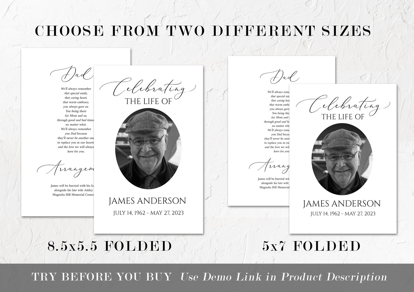 Celebration of Life Funeral Program Template, Funeral Brochure, Simple Elegant Memorial Program, Obituary Program, Editable Funeral Program Template S1