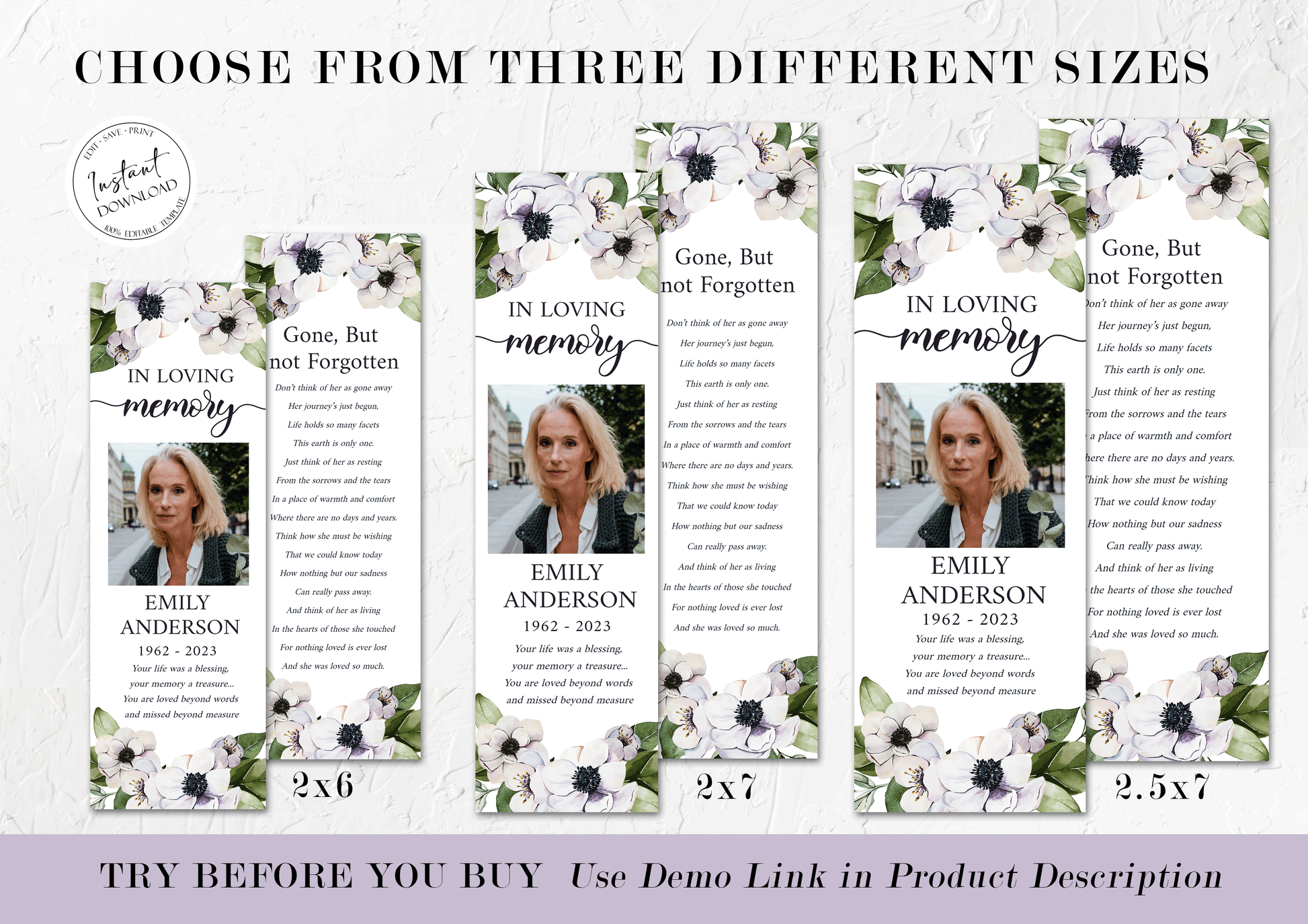 Celebration of life Purple Floral Greenery Funeral Bookmark Template, Funeral Bookmark, Funeral Keepsake Cards, Memorial Bookmark, Obituary Bookmark, Funeral Favors P3
