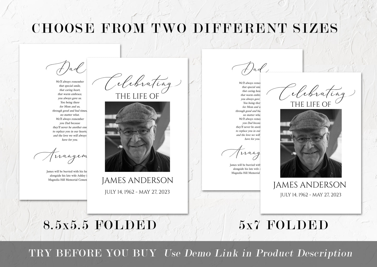 Celebration of Life Simple Elegant Funeral Program Template S1