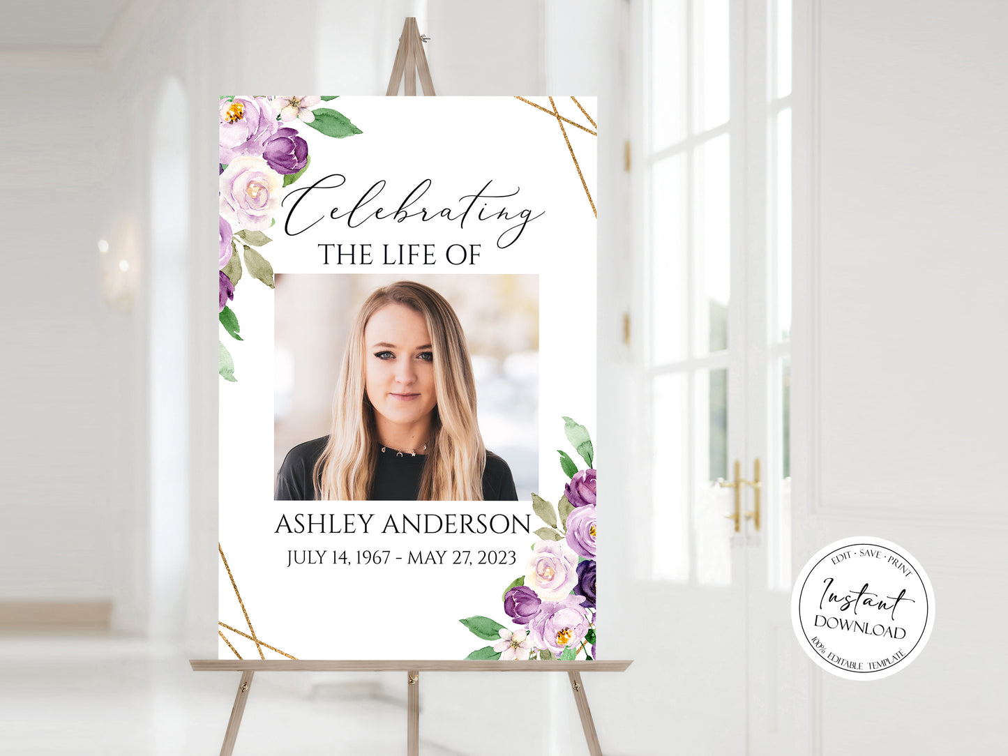 Celebration Of Life Welcome Sign, Funeral Welcome Sign, In Loving Memory, Obituary, Memorial Sign, Editable Funeral Sign, Order of service, P1