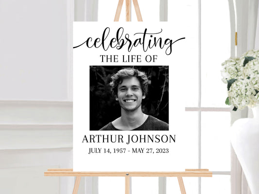 Celebration Of Life Simple Elegant Funeral Welcome Sign Template, Funeral Welcome Sign, In Loving Memory, Obituary, Memorial Sign, Editable Funeral Sign S2