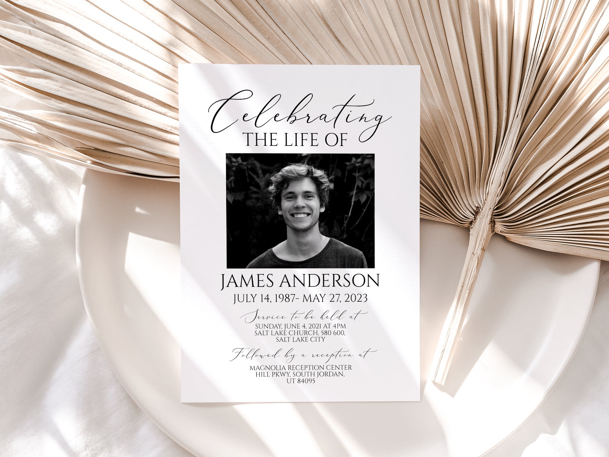 Celebration of life Invitation, Funeral Invitations, Funeral Announcement, Funeral Card Template, Printable Memorial Service Invitation S1