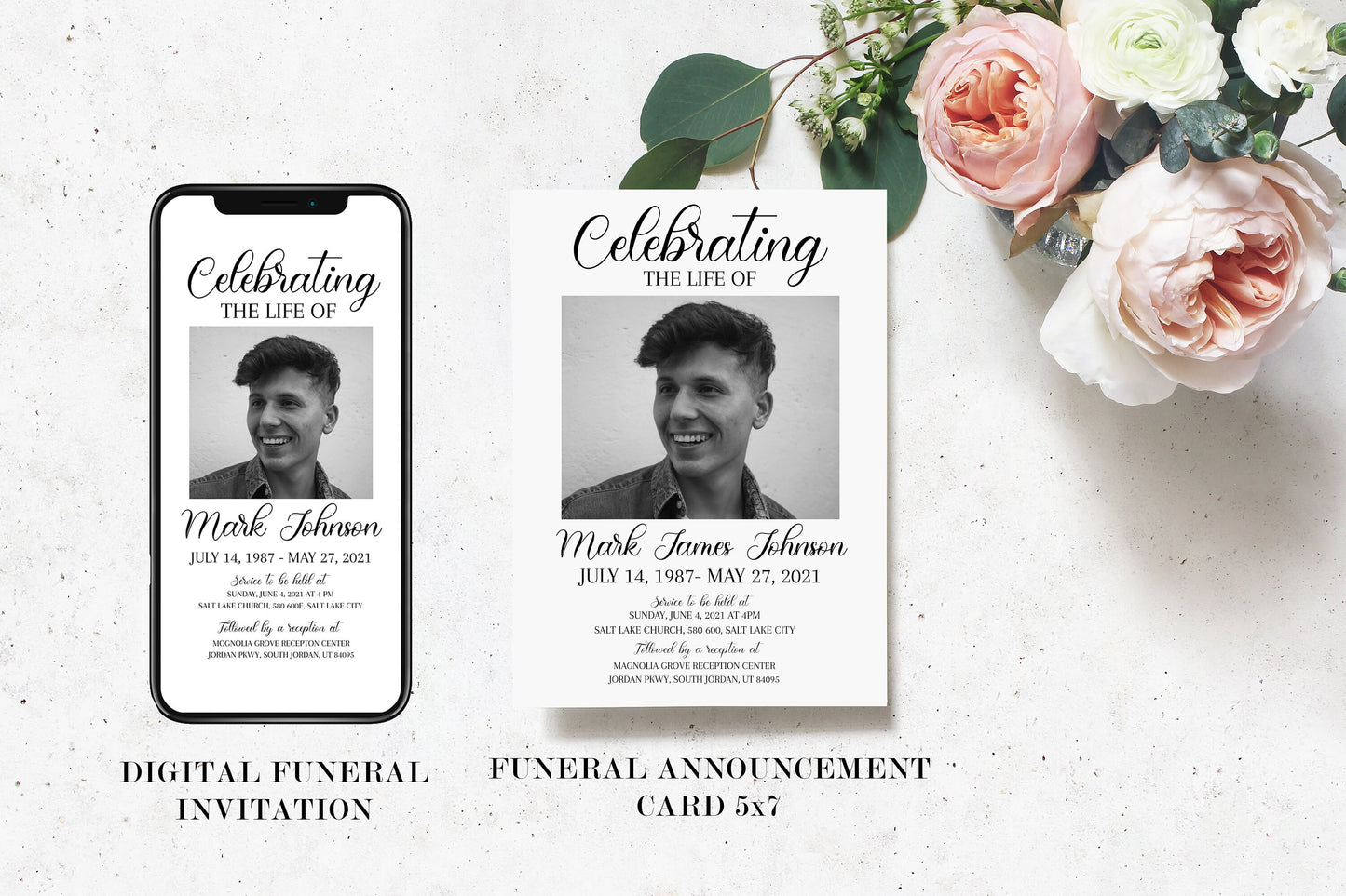 Editable Celebration Of Life Simple Elegant Funeral Bundle Set, Memorial Package, In Loving Memory Suite, Simple Elegant Funeral S3