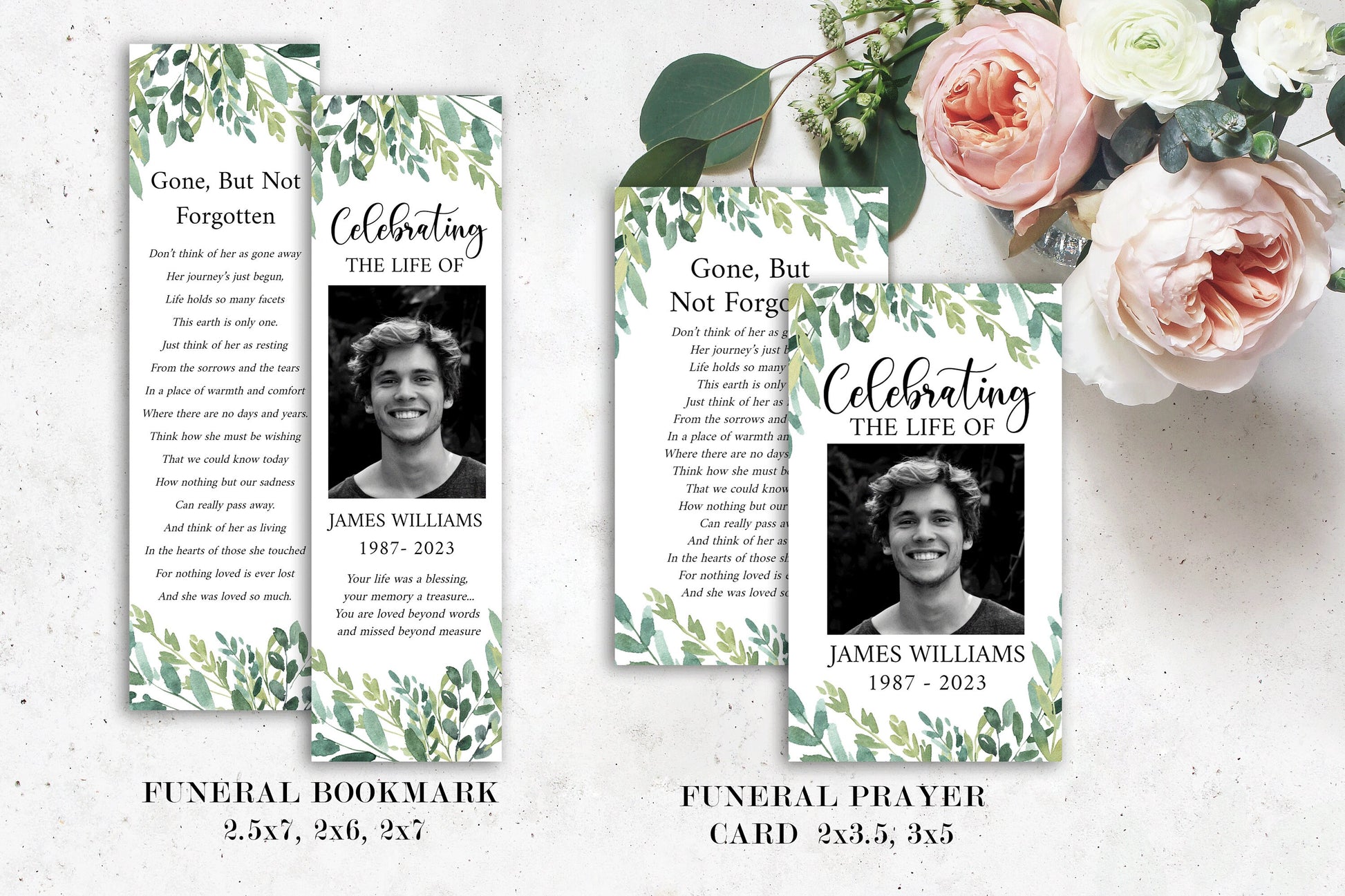 Celebration of Life Watercolor Greenery Funeral Bundle, Memorial Package, Celebration of Life Templates, In Loving Memory Suite Greenery Funeral Bundle Greenery Funeral G2