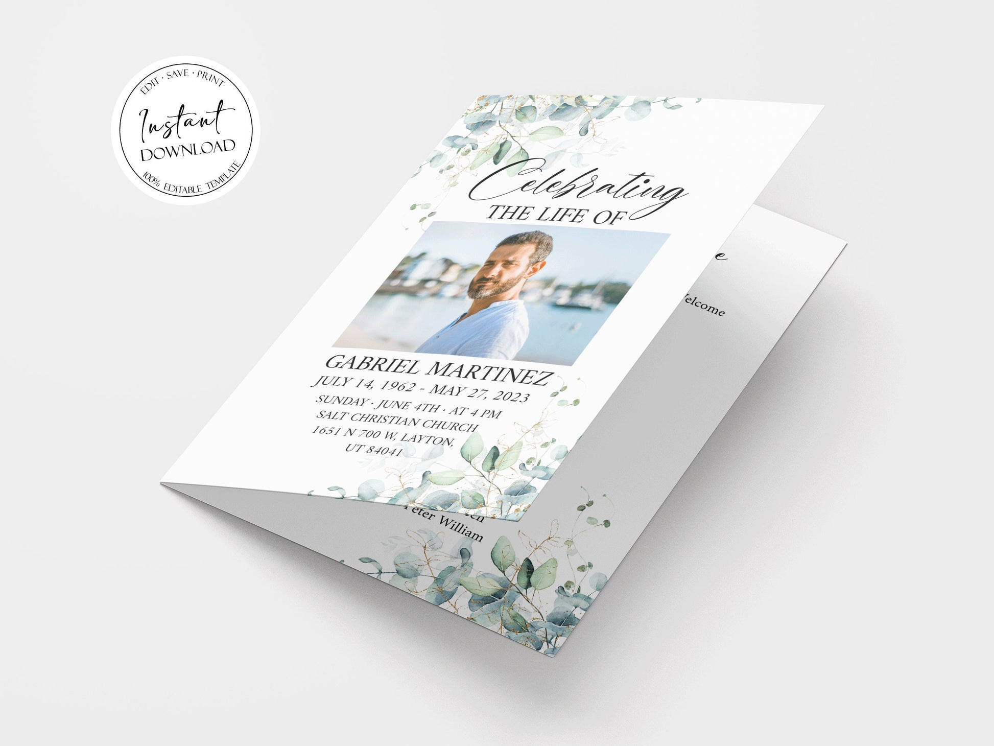 Celebration of Life Watercolor Greenery Gold Funeral Program Template – PeacefulMemoryDesign celebration-of-life-watercolor-greenery-gold-funeral-program-template-peacefulmemorydesign