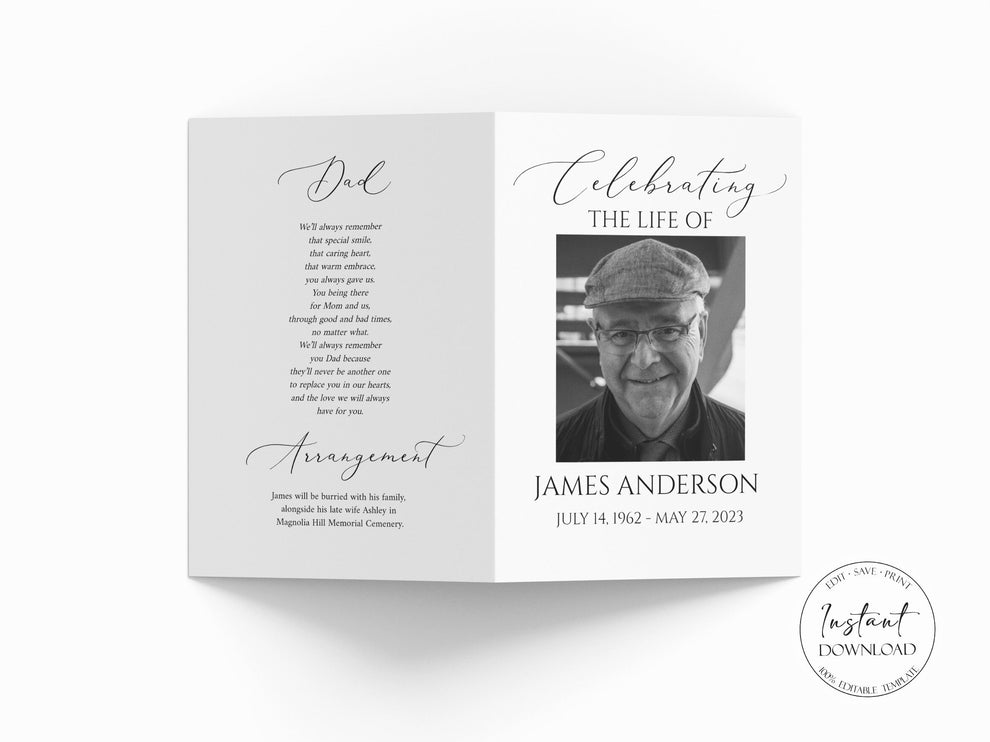 Celebration of Life Simple Elegant Funeral Program Template S1 ...