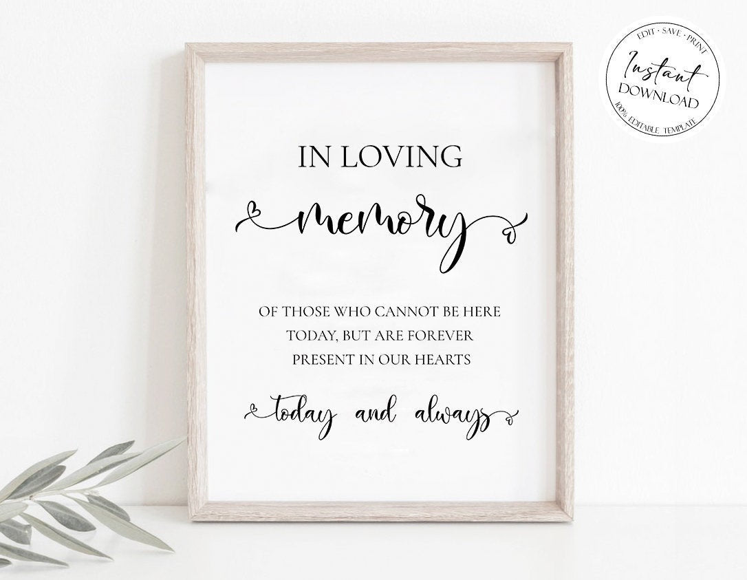 In Loving Memory Sign Template, Memorial Sign, Wedding Memory Sign, In Loving Memory, Memory Sign, Loved Ones Sign, Wedding Memorial, S2